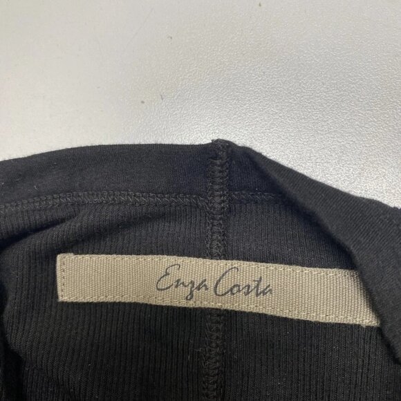 NEW ENZA COSTA Womens Soft Viscose Silk Ribbed Long Sleeve Shirt Size M Black - Picture 2 of 11
